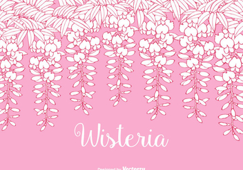 Hand Drawn Blooming Wisteria Branches With Leaves - vector gratuit #436281